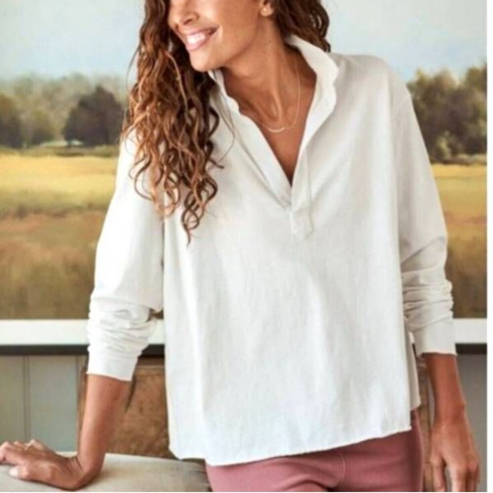 Frank & Eileen Patrick- Popover Henley in white sz Medium
